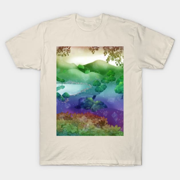 rainbow fantasy landscape T-Shirt by cuisinecat